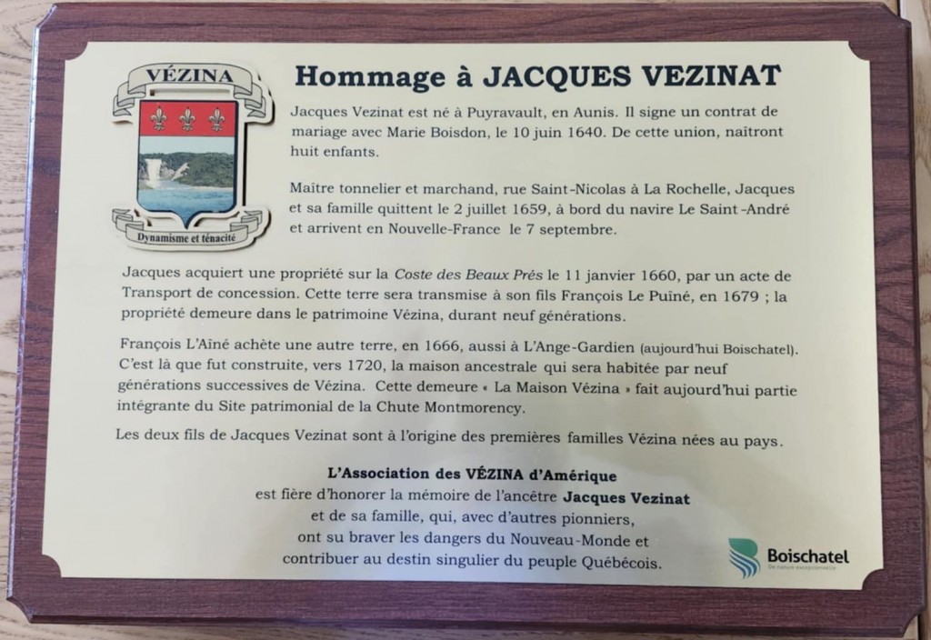 Hommage rendu à JACQUES VEZINAT le 17 septembre 2025 à la Maison Vézina de Boischatel